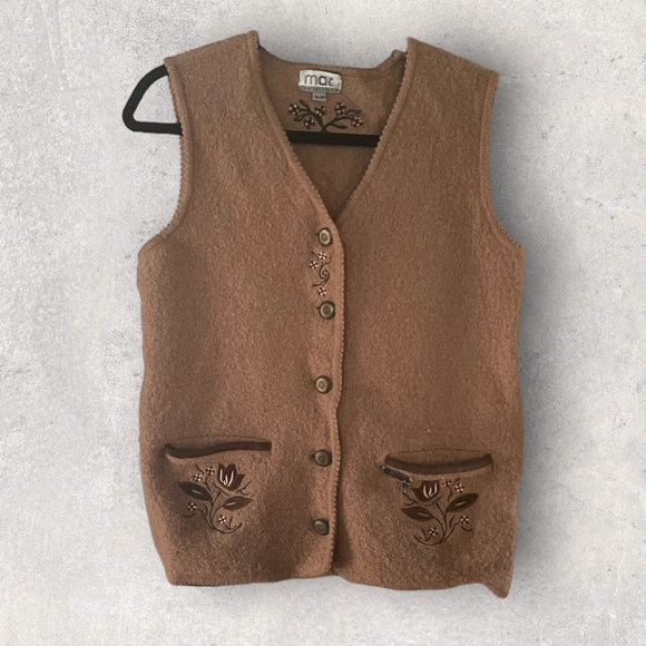 Mat Jackets & Blazers - Vintage Mat 100% Wool Vest Size Small